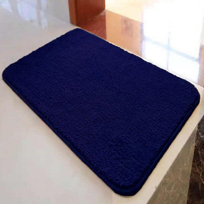 Rutschfester Badezimmerteppich flauschig, Navy Blau 100x130 cm