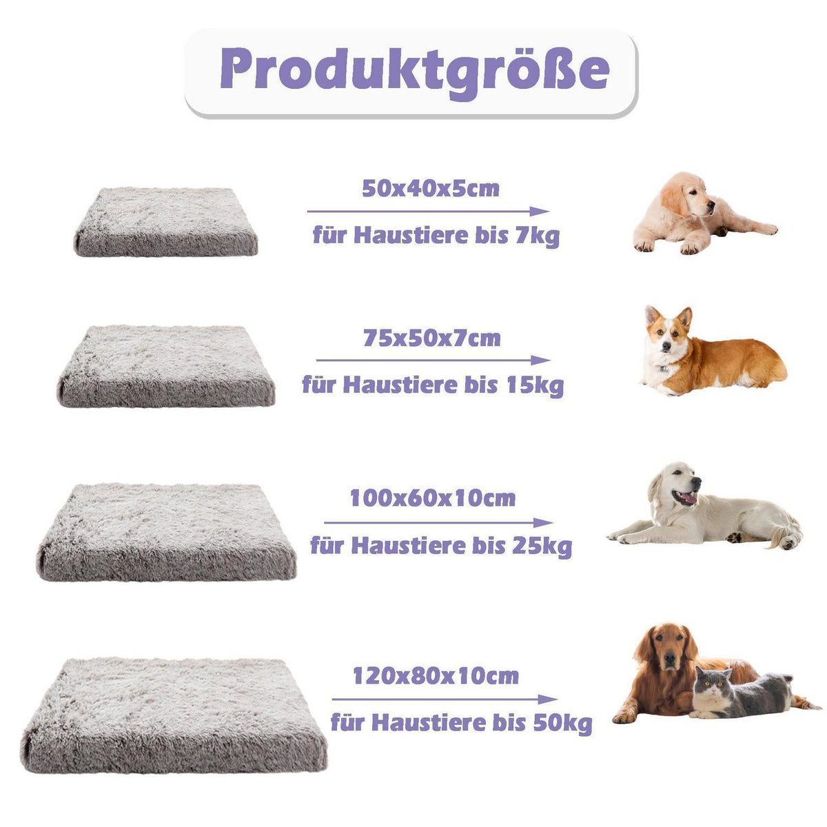 Flauschiges Hundebett 120x80x10cm – Orthopädisches Hundesofa