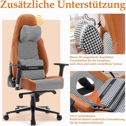 STARUZI Gaming Bürostuhl 200kg Belastbarkeit, Retro Design