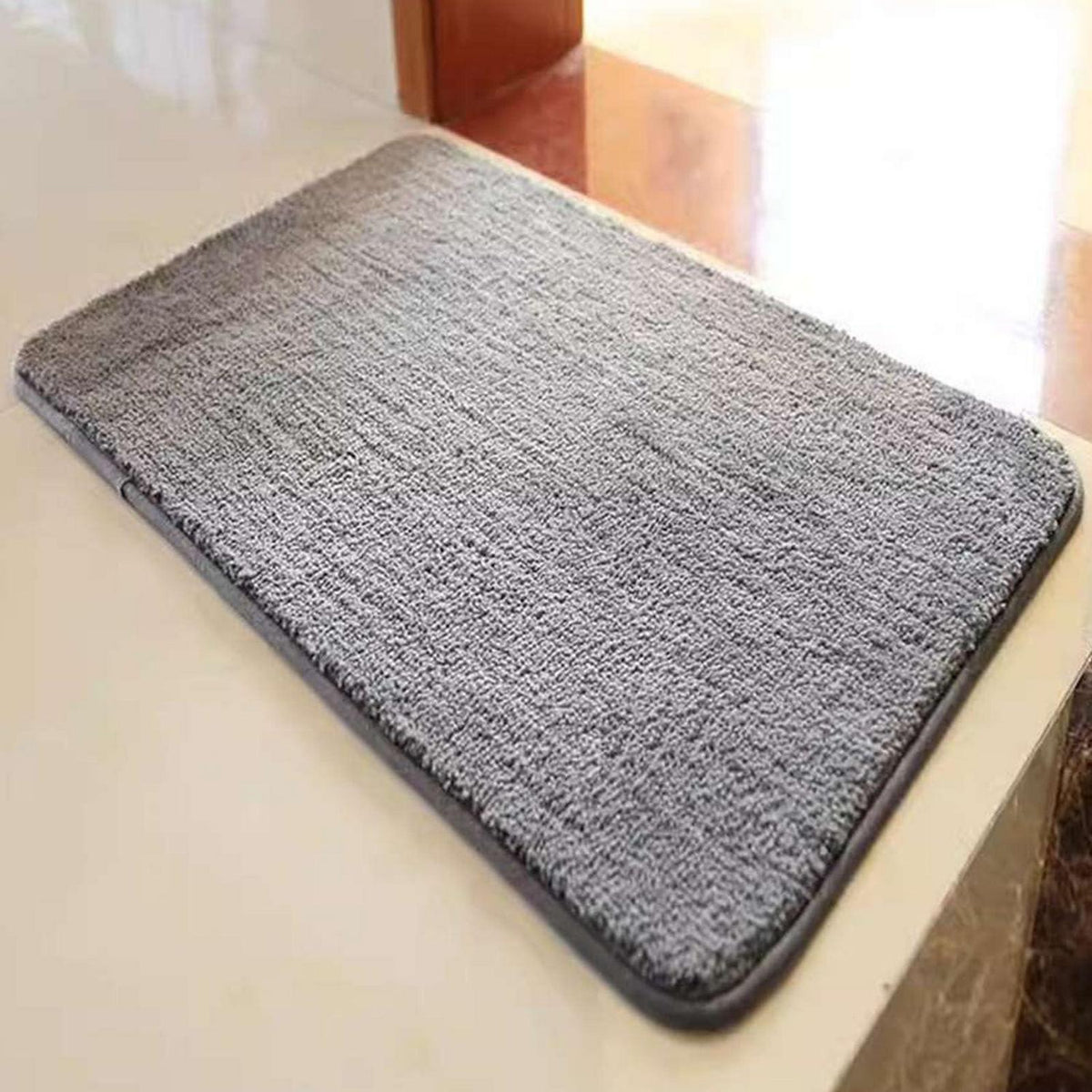 Rutschfester Badteppich Flauschig Hellgrau 100x130 cm
