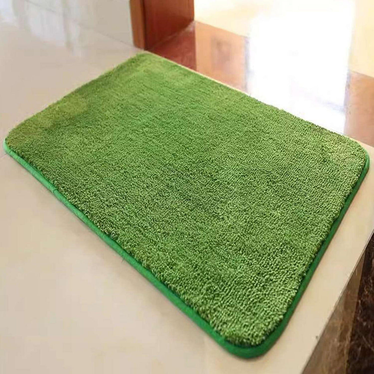 Rutschfester Badteppich flauschig, Grün 90x120 cm