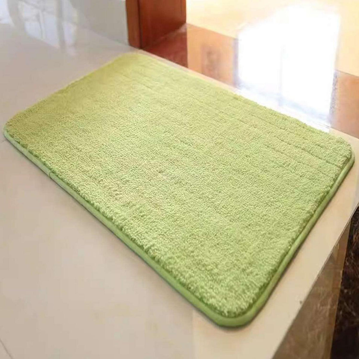 Rutschfester Badezimmerteppich Flauschig Hellgrün 100x130 cm