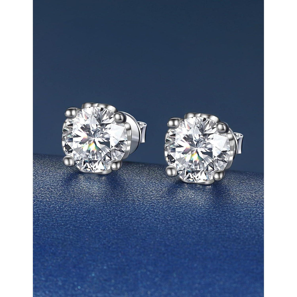 Moissanit Ohrstecker Silber 925 Herz 2 Karat 6.5mm Damen Geschenk