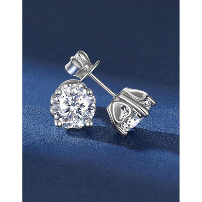 Moissanit Ohrstecker Silber 925 Herz 2 Karat 6.5mm Damen Geschenk
