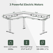 Elektrischer höhenverstellbarer L-förmiger Schreibtisch