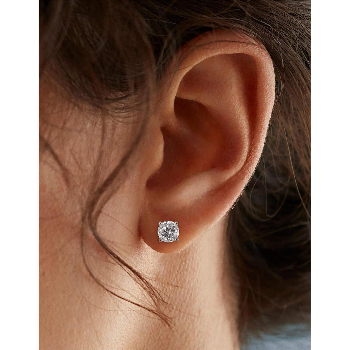 Moissanit Ohrstecker Silber 925, 4 Karat, 4-Zacken-Fassung, Geschenk für Frauen