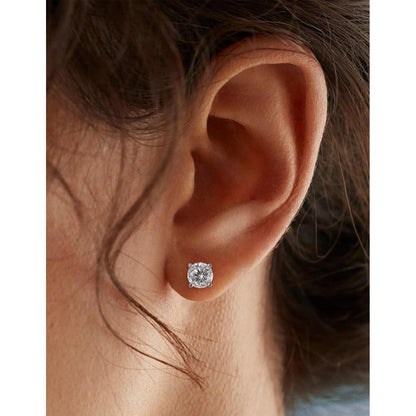 Moissanit Ohrstecker Silber 925, 4 Karat, 4-Zacken-Fassung, Geschenk für Frauen
