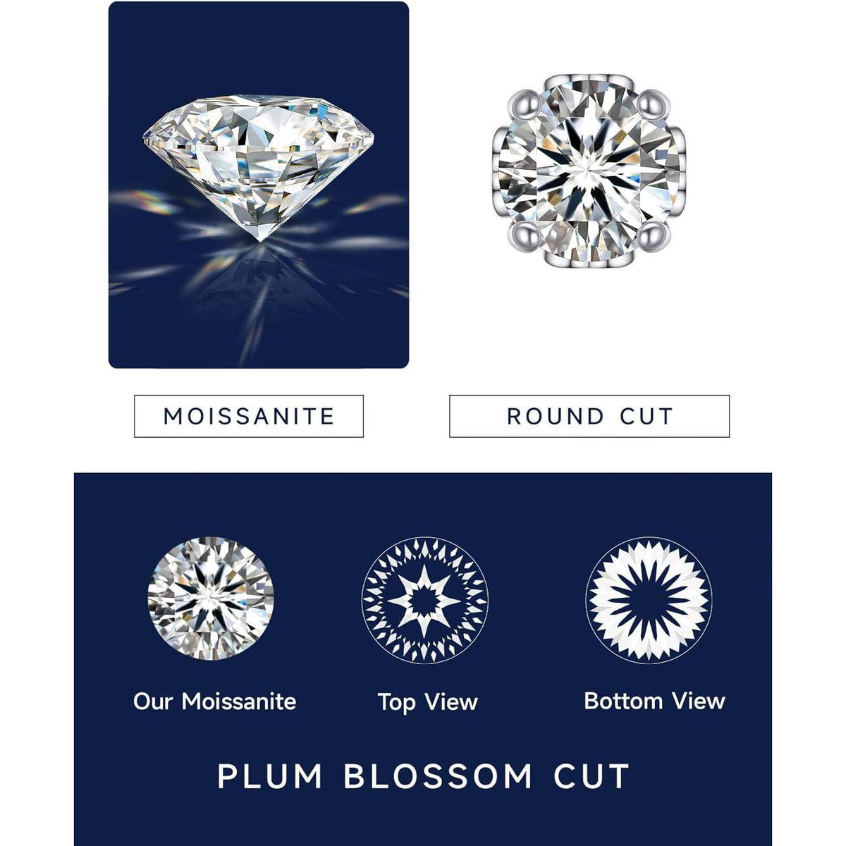 Moissanit Ohrstecker Silber 925 Herz 1 Karat Damen