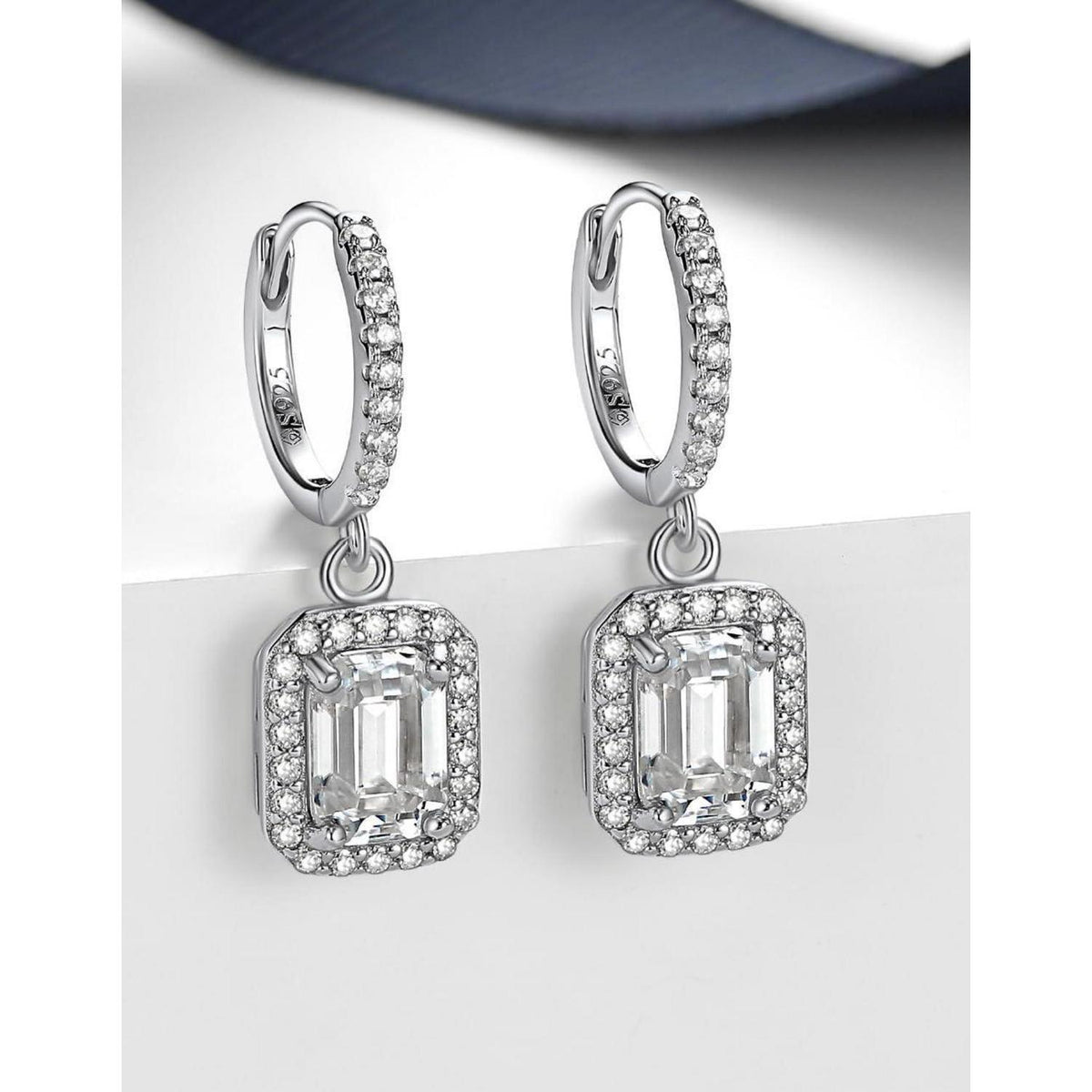 Creolen mit Moissanit Anhänger, 2 Karat Diamant, Silber 925, Romantisches Geschenk