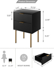 Nachttisch mit Schubladen Boho modern Schwarz Gold