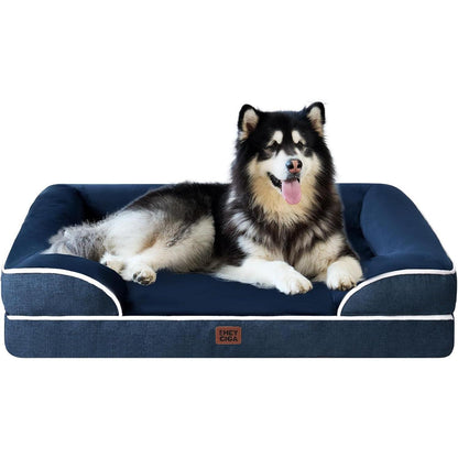 Orthopädisches Hundebett XXL mit Memory Foam, Marineblau