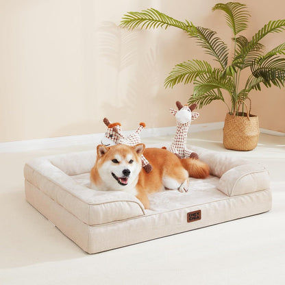 Orthopädisches Hundebett XL mit Memory Foam, Beige