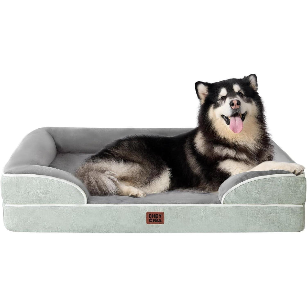 Orthopädisches Hundebett XXL mit Memory Foam, Gräuliches Grün