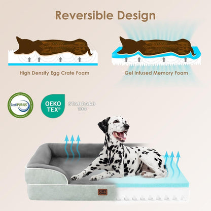 Orthopädisches Hundebett XXL mit Memory Foam, Gräuliches Grün