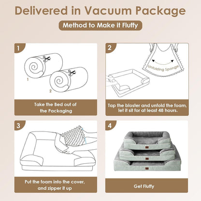 Orthopädisches Hundebett mit Memory Foam, Gräuliches Grün L