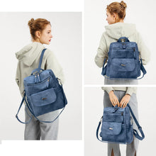Damen-Rucksack wasserdicht diebstahlsicher PU-Leder Blau