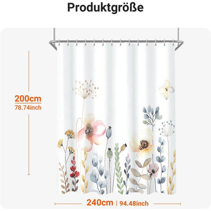 Duschvorhang Blumenmuster 240x200cm Wasserabweisend