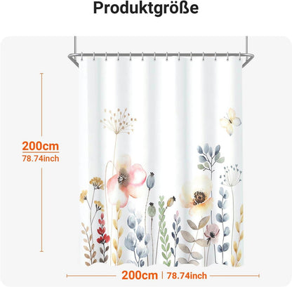 Duschvorhang Blumen 200x200cm Antischimmel Polyester Elegante Blume