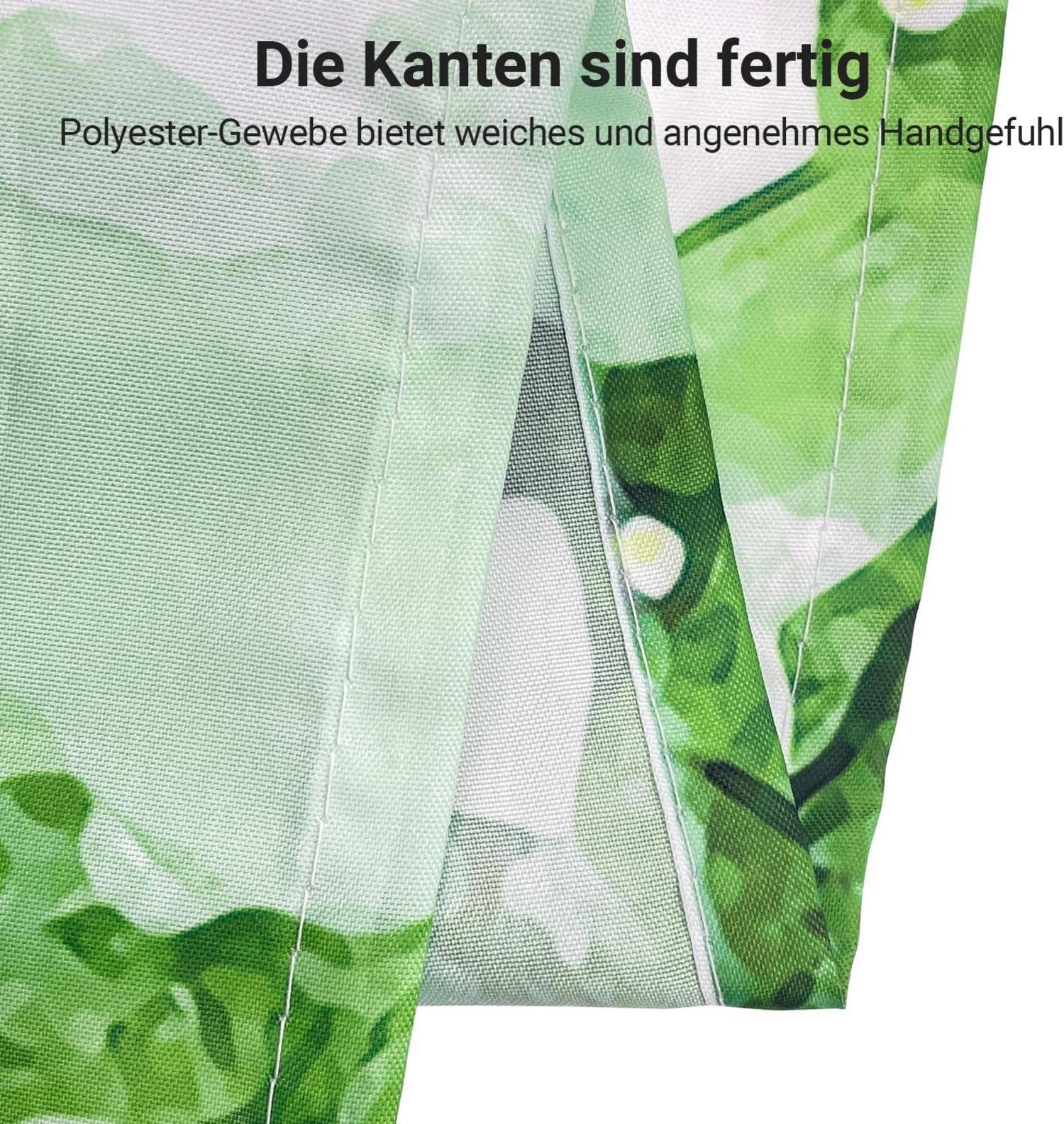 Duschvorhang Blumen Blätter 220x180cm Wasserdicht Textil 14 Ringe