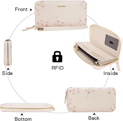 Pomelo Best Damen Geldbörse groß RFID mit vielen Fächern, Beige