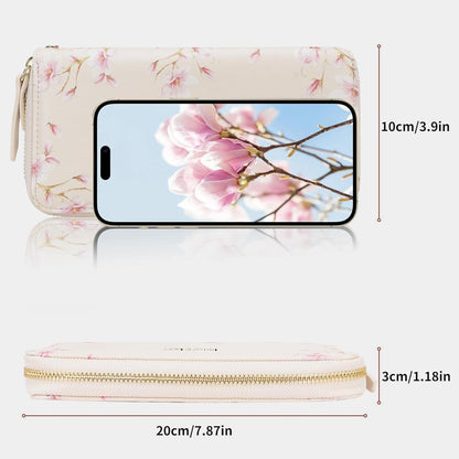 Große Damen Geldbörse Langformat Blumenprägung RFID Beige