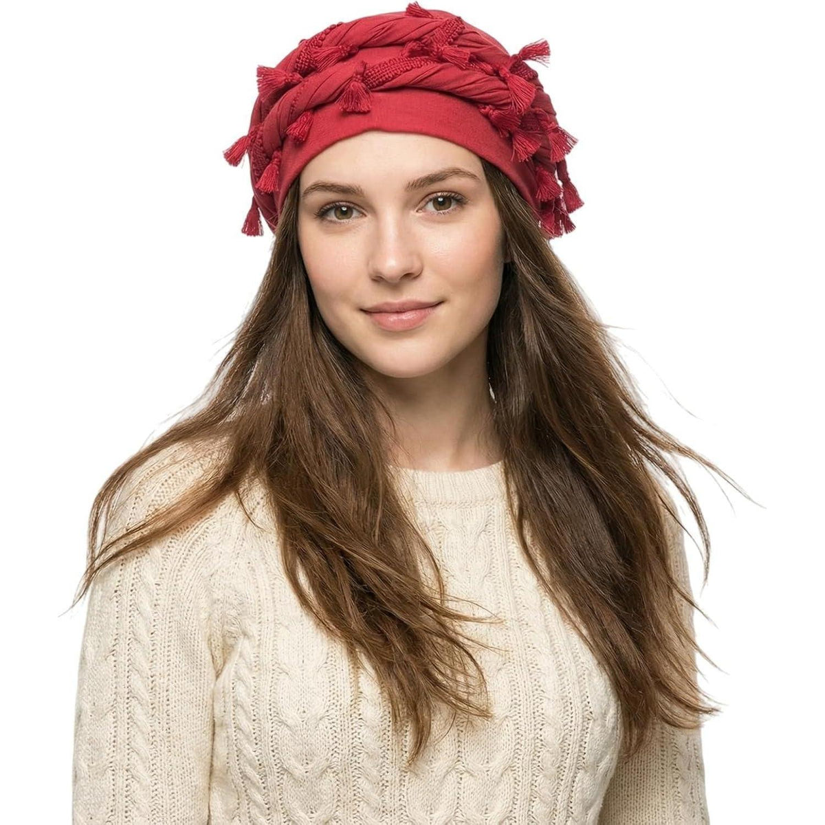 Vintage Herren Turban Durag aus Satin – Weinrot