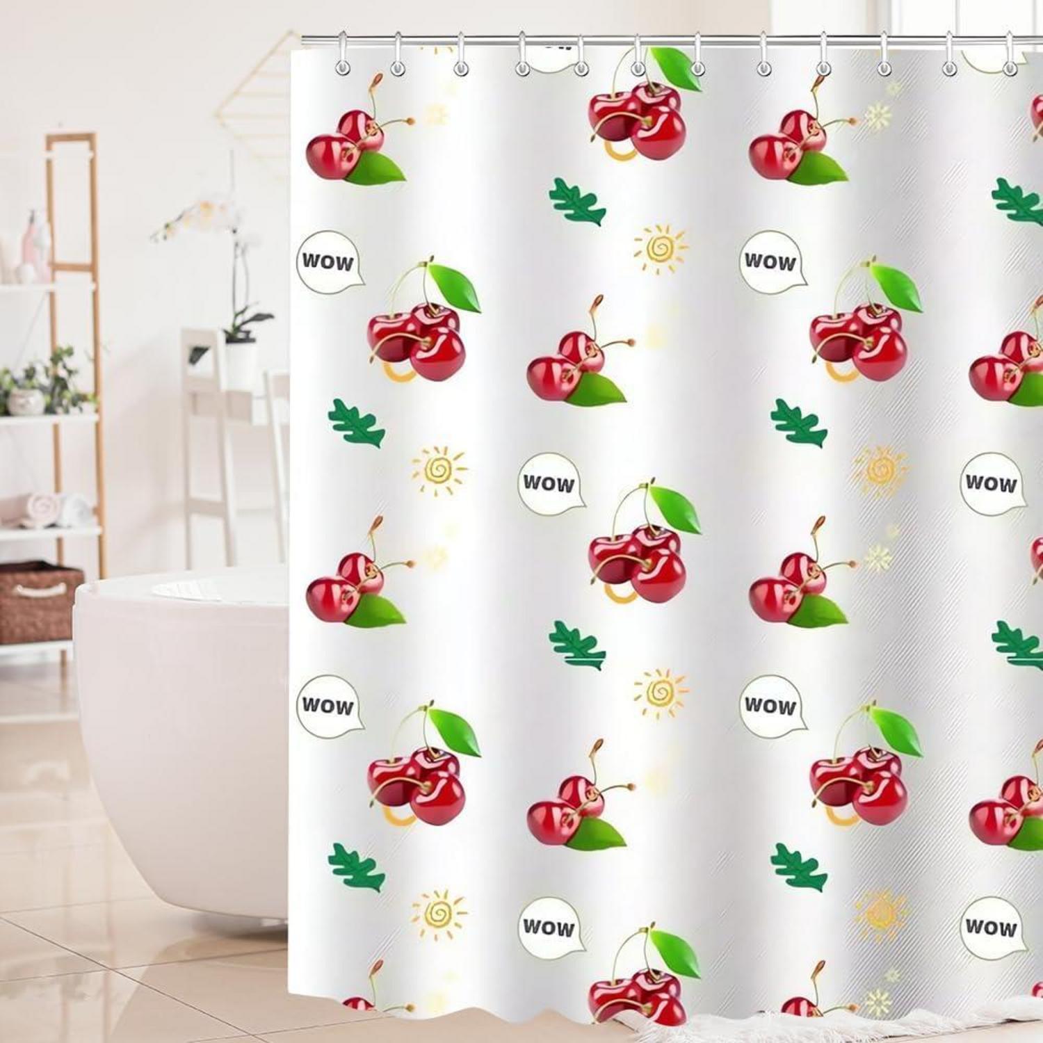 Duschvorhang Kirsche 150x180cm Antischimmel Polyester 10 Ösen