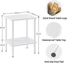 Beistelltisch Holz 2 Tier Weiß Nachttisch Schmal 40x30x52cm