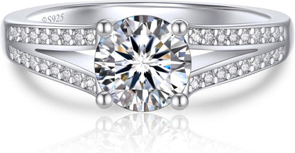 Moissanit Verlobungsring 1 Karat Silber 925 Damen Ringe