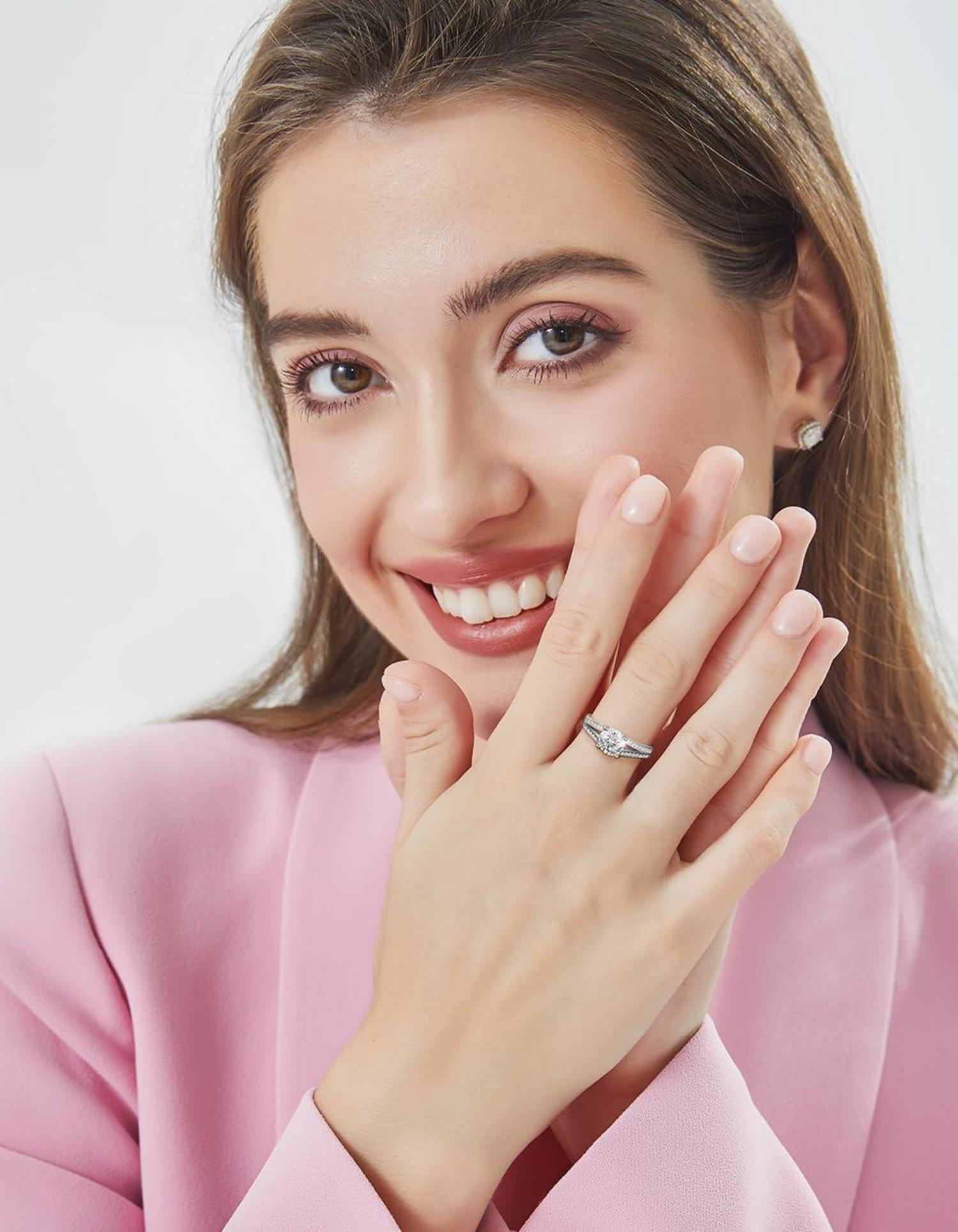 Moissanite Verlobungsring Damen 1 Karat Silber 925