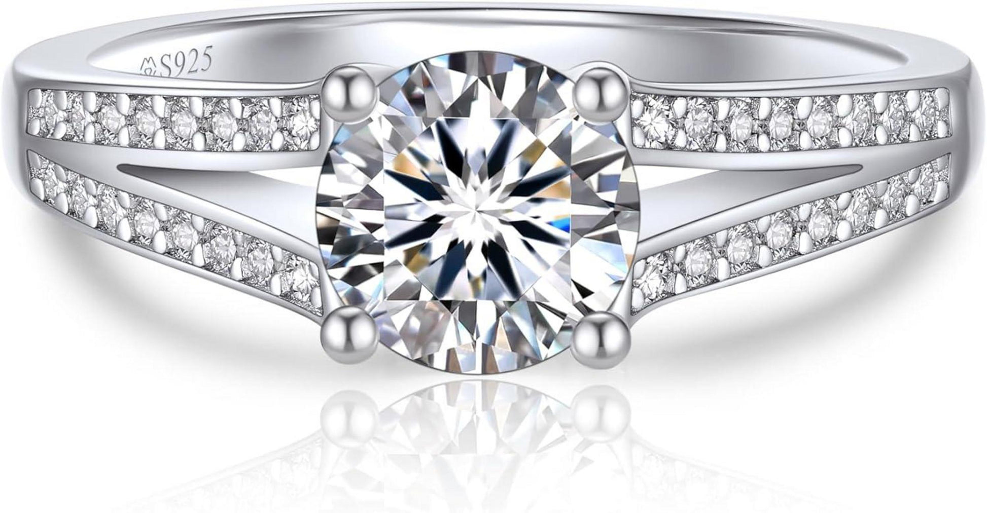 Verlobungsring Damen 1 Karat Moissanite Ring Silber 925 Frauen Perl 24