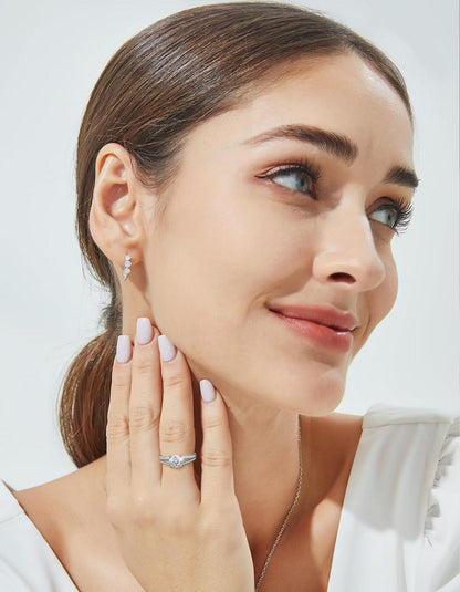 Verlobungsring Damen 1 Karat Moissanite Ring Silber 925 Frauen Perl 24