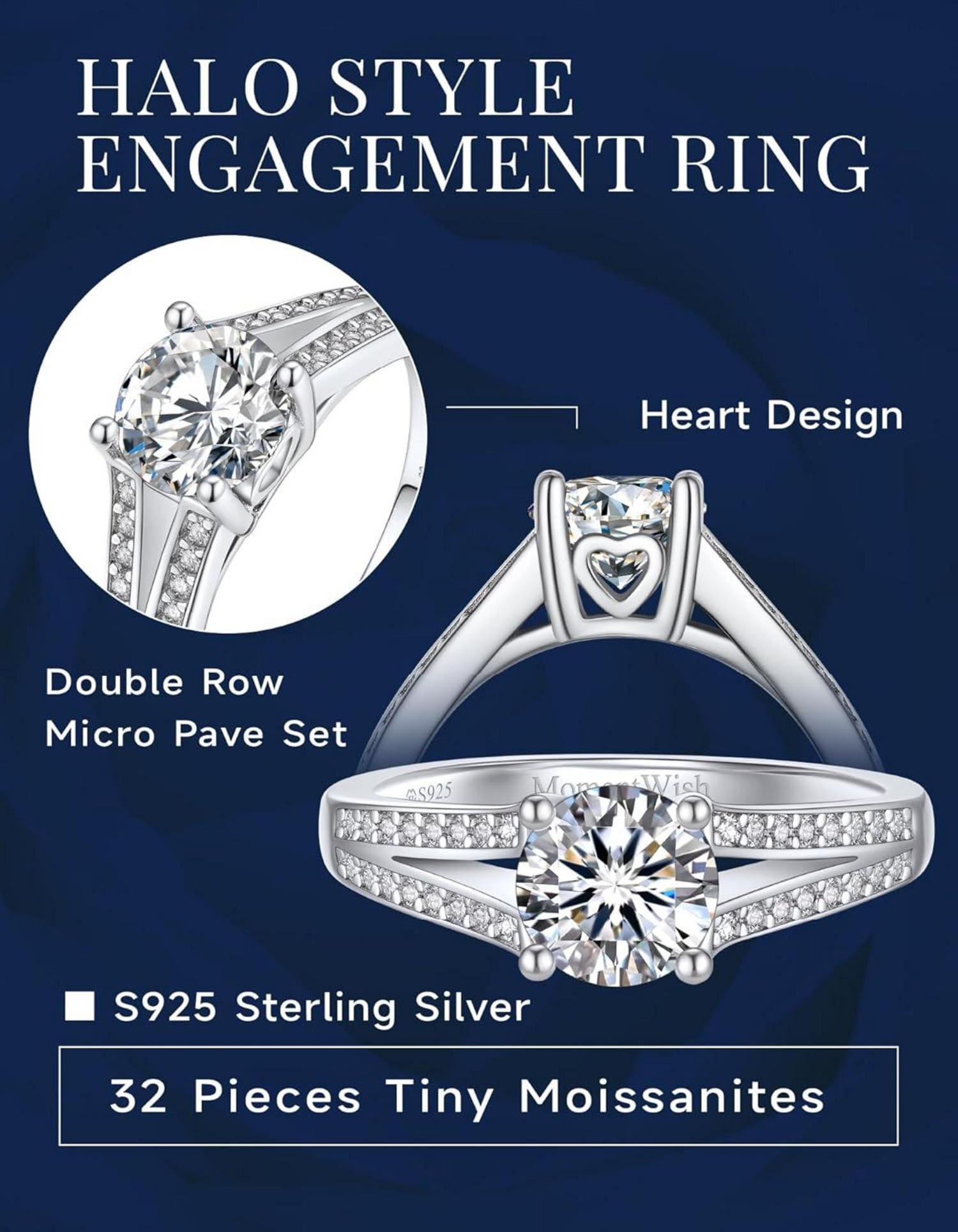 Verlobungsring Damen 1 Karat Moissanit Silber 925 Geburtstagsgeschenk