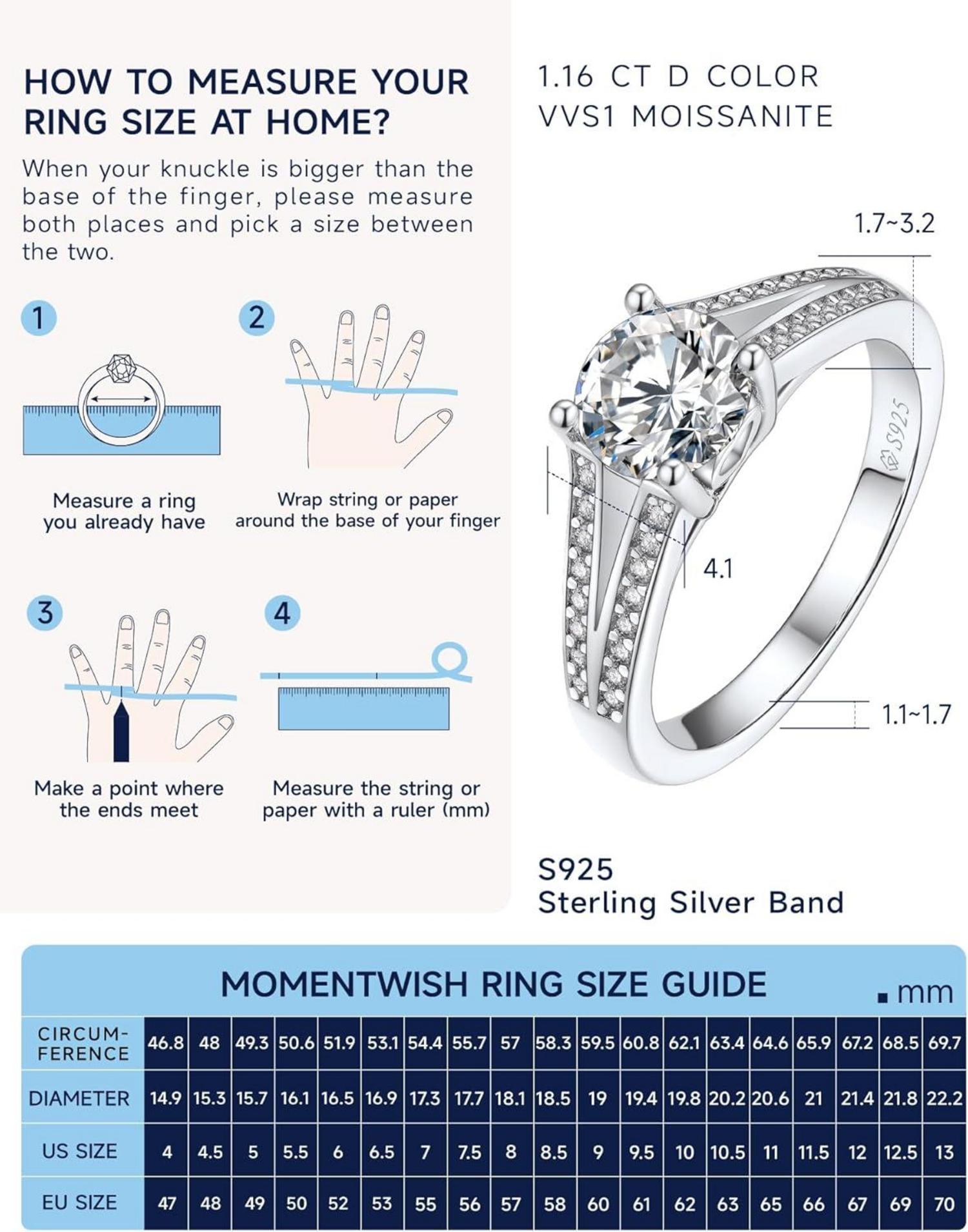 Verlobungsring Damen 1 Karat Moissanite Ringe Silber 925
