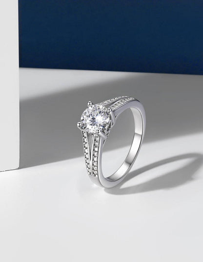 Verlobungsring Damen 1 Karat Moissanit Silber 925 Geburtstagsgeschenk