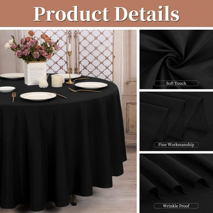 Runde Tischdecke Schwarz 275 cm – 8er Set, Premium Polyester