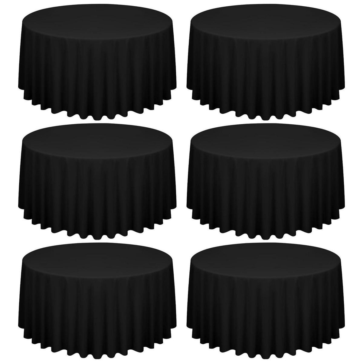 8x Runde Tischdecke Schwarz 300cm – Polyester, Maschinenwaschbar