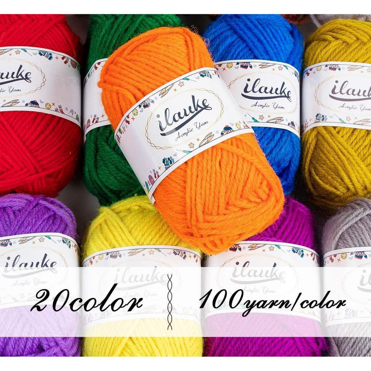 Häkelwolle Set 20 Farben – Weiches Acrylgarn mit Zubehör
