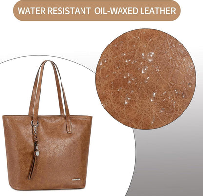 Große elegante Damen Handtasche mit Laptopfach und Nieten - Schwarz