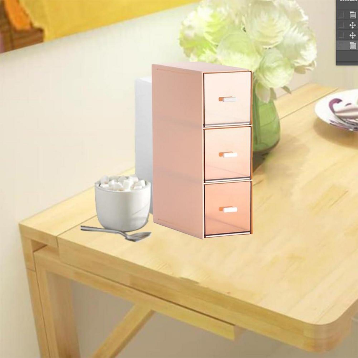 Tee Aufbewahrungsboxen 3 Schubladen Kunststoff Organizer Pink