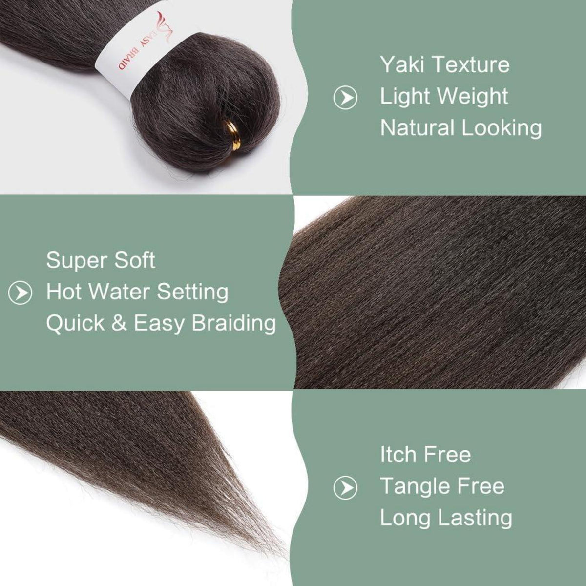 Vorgestrecktes Flechthaar 32 Zoll – 6er Pack – 4# Yaki Textur