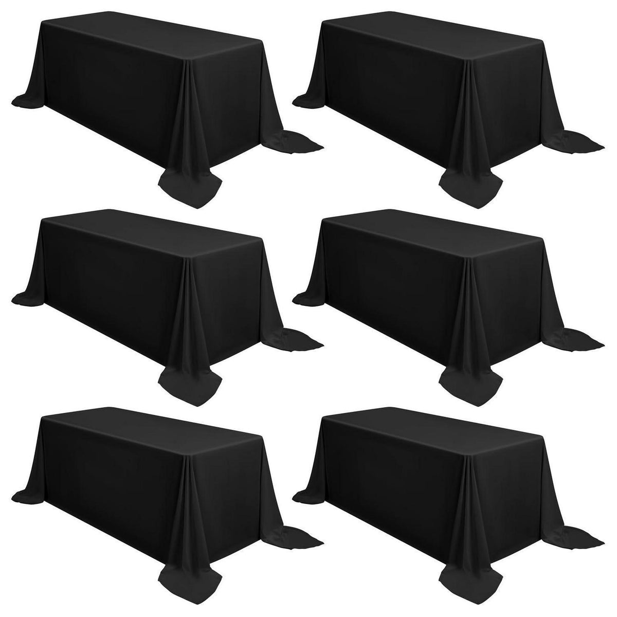 6x Tischdecke Schwarz 229x335cm | Rechteckig, 8 Fuß | Hochwertig