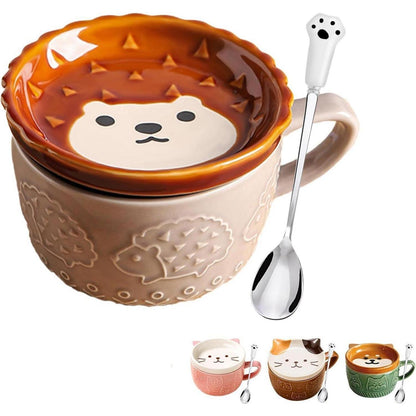 Keramik Tasse mit Deckel, Lustiges Tier Design, Geschenk für Frauen