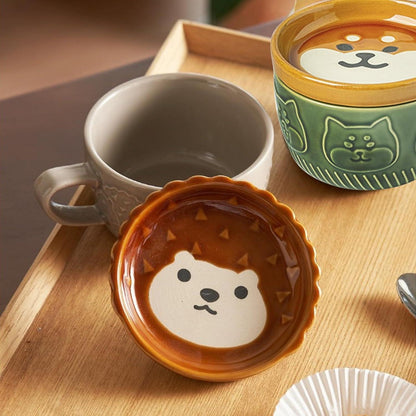 Keramik Tasse mit Deckel, Lustiges Tier Design, Geschenk für Frauen
