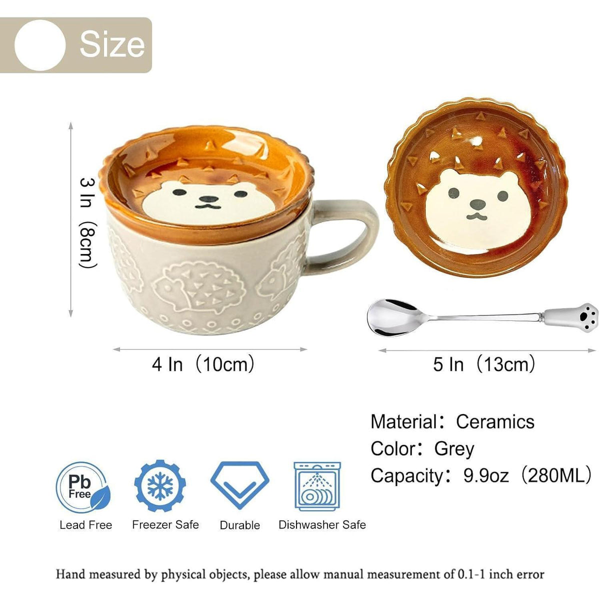 Keramik Tasse mit Deckel, Lustiges Tier Design, Geschenk für Frauen
