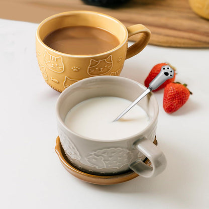 Keramik Tasse mit Deckel, Lustiges Tier Design, Geschenk für Frauen