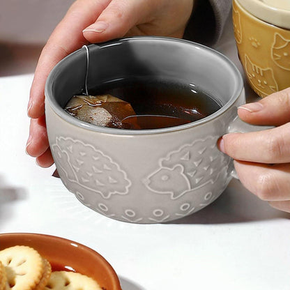 Keramik Tasse mit Deckel, Lustiges Tier Design, Geschenk für Frauen