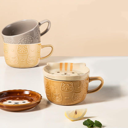 Keramik Tasse mit Deckel, Lustiges Tier Design, Geschenk für Frauen