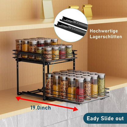 Ausziehbares Gewürzregal für Küchenschrank - 2 Etagen Organizer