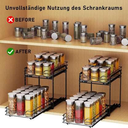 Ausziehbares Gewürzregal 2 Etagen Küchen Organizer Höhenverstellbar